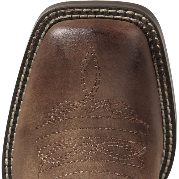 Women's Brown Cow Girl Square Toe Wide Calf Embroidered Western Work Boots - Picture 4 of 9